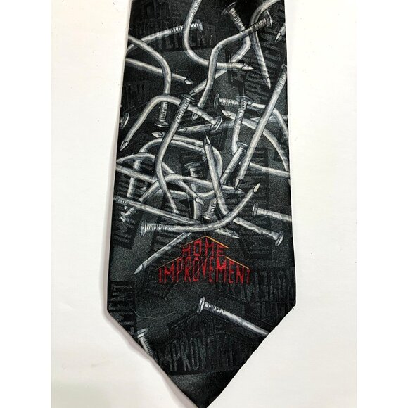 Home Improvement Mens Tie Black W/ Nails Construction Builder - Picture 2 of 5